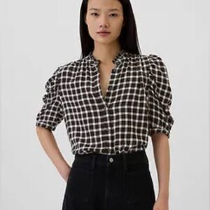 GAP flannel puff sleeve shirt